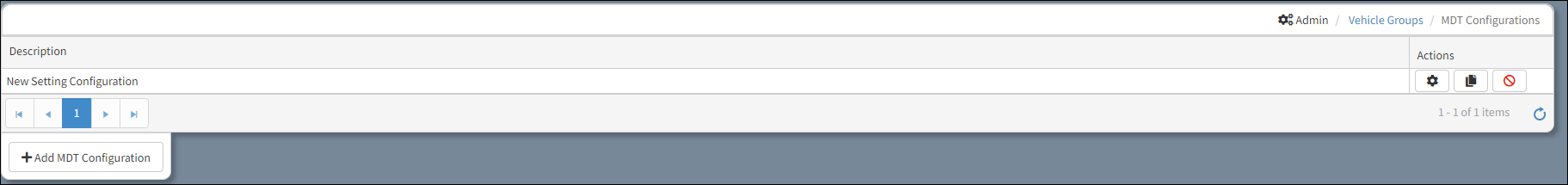 MDT Configuration Window MDT Configuration Window