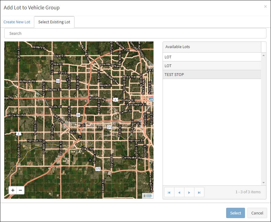 Select Existing Lot Tab Select Existing Lot Tab