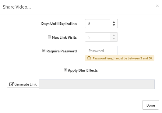 Applying a Password to a Shared Video