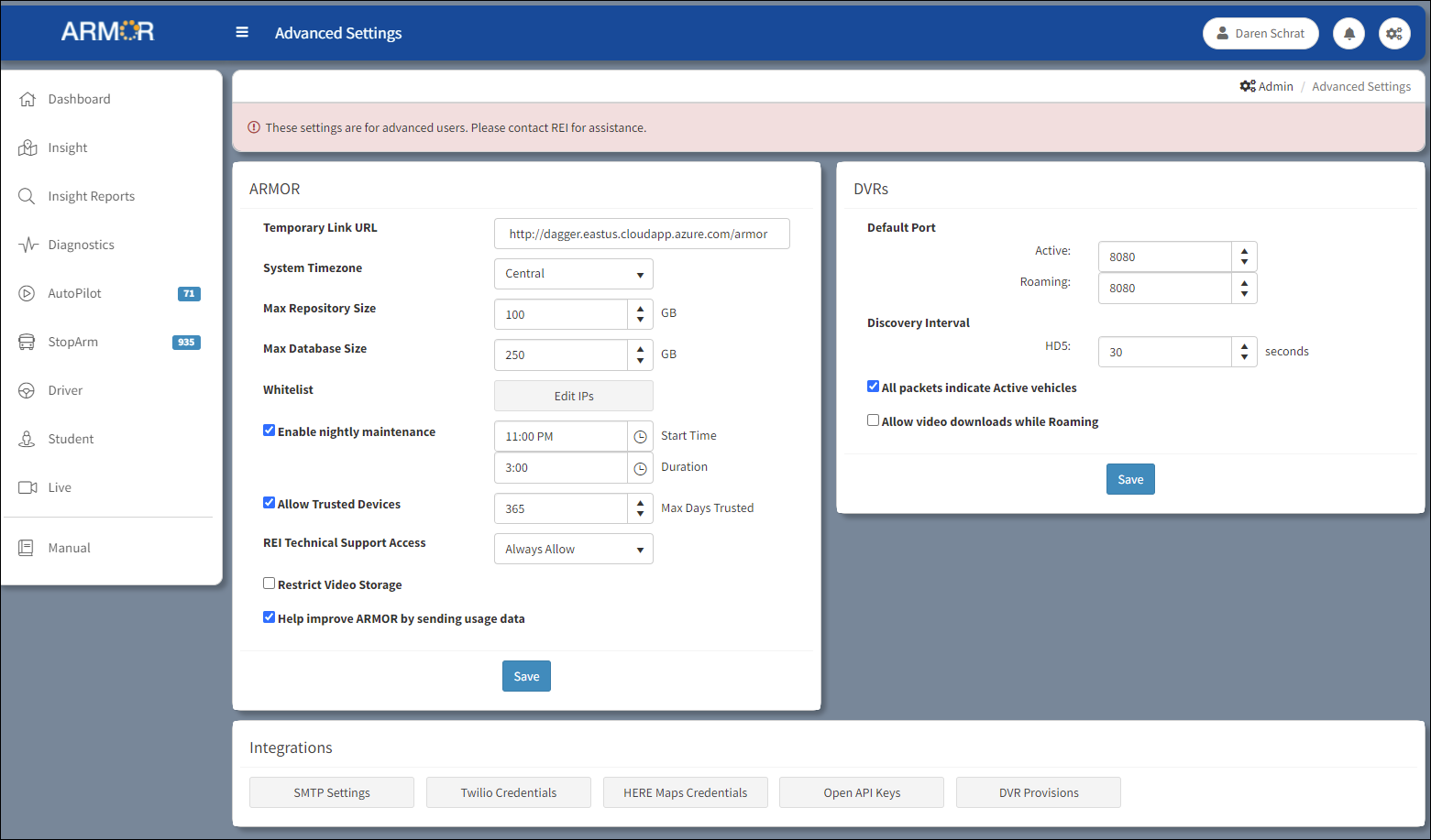 Advanced Settings Multi-tenant View