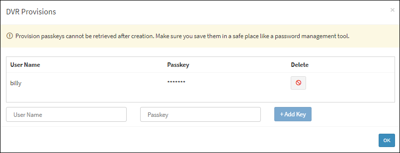 Enter User Name and Passkey 