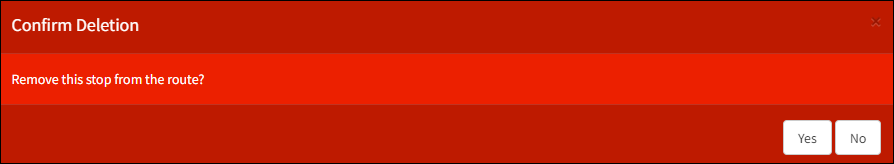 Delete Stop Confirmation Message