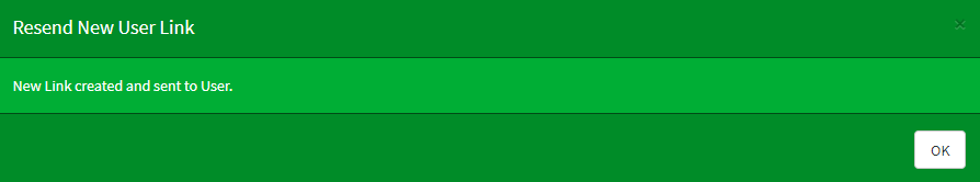 Resend New User Link Confirmation