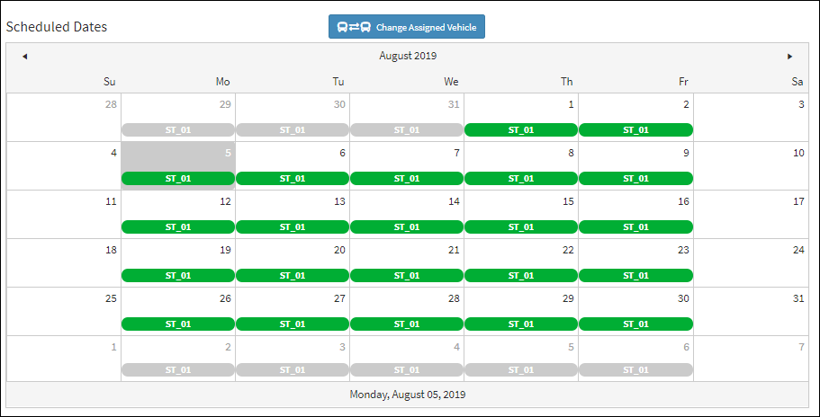 Scheduled Dates Calendar