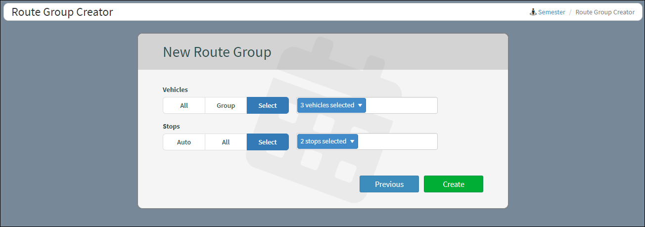 Specific Stops Selected