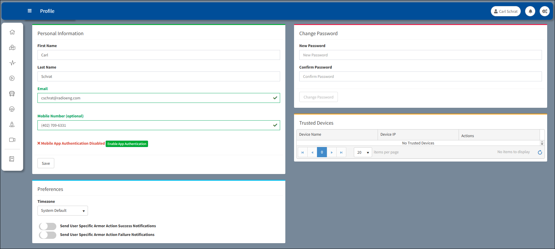 ARMOR Profile Window