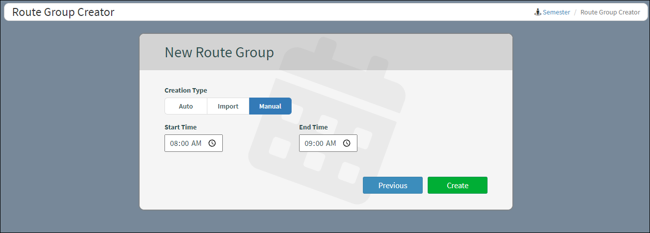 Manual Route Creation