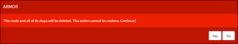 Route Deletion Confirmation