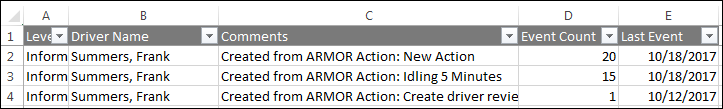 Review History Exported in Excel Format