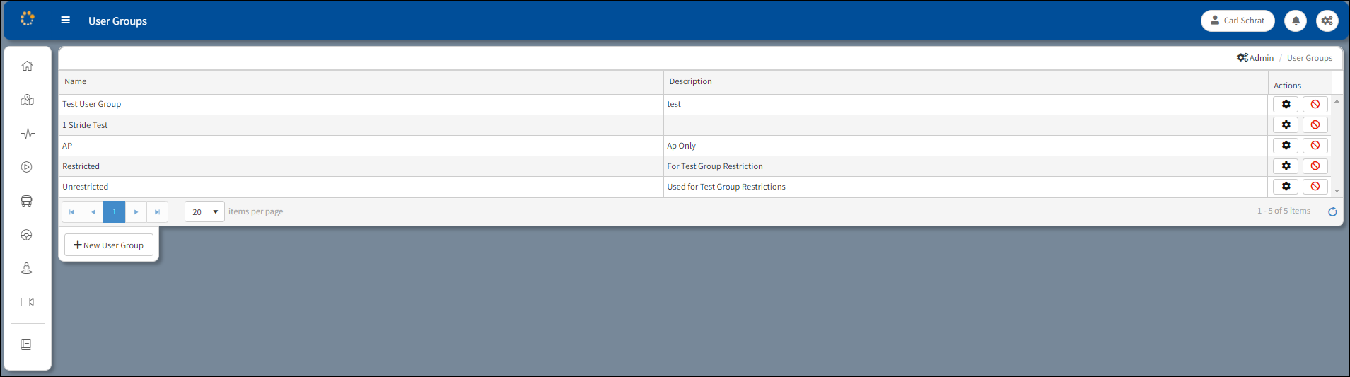 User Groups Window