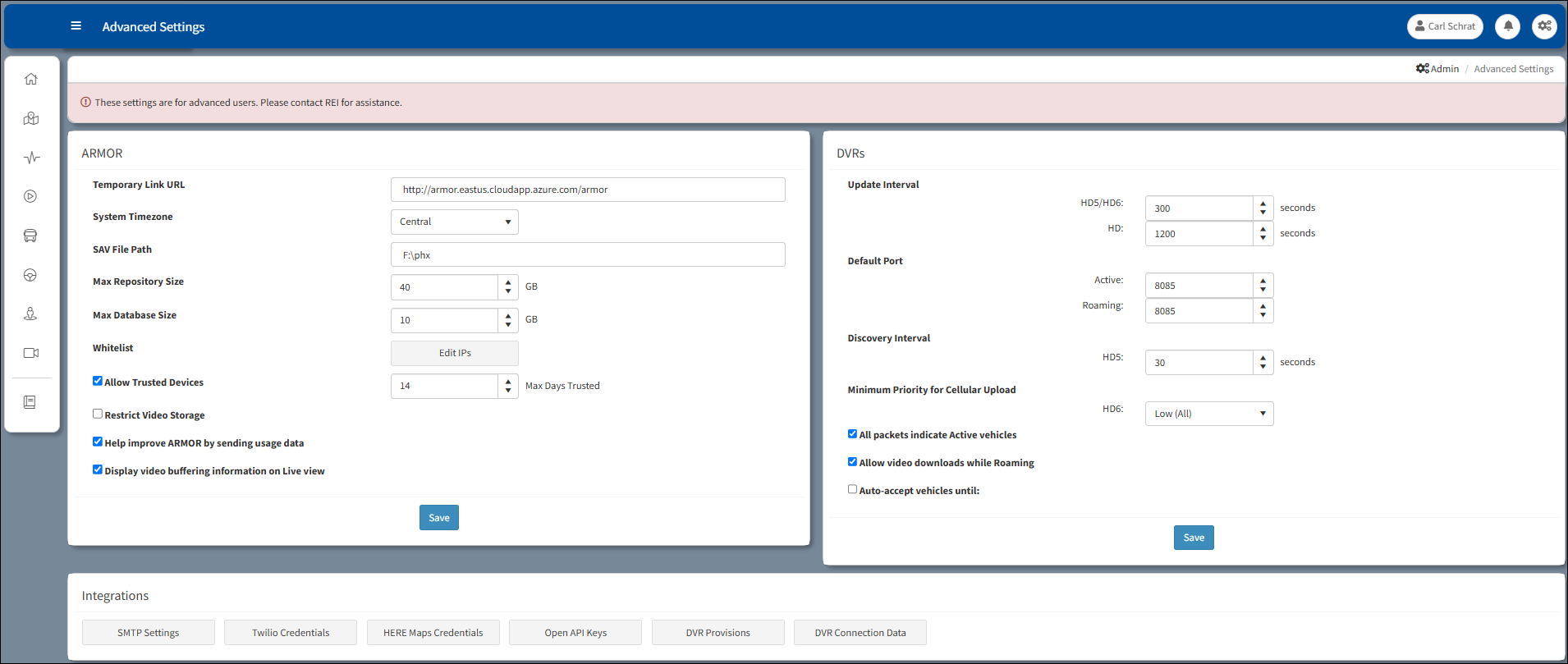 Advanced Settings Multi-tenant View (HD6 only) Advanced Settings Multi-tenant View (HD6 only)