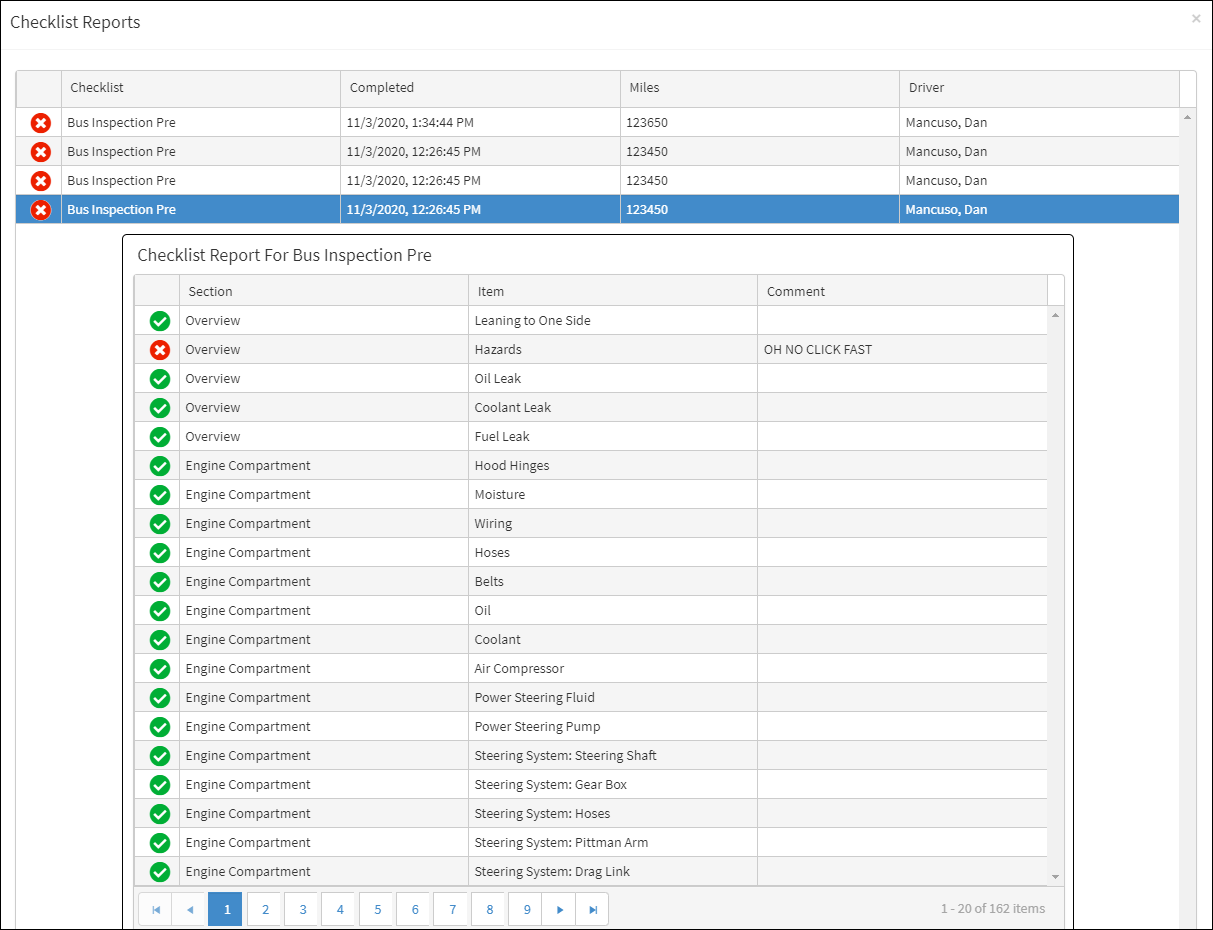 Individual Checklist Report