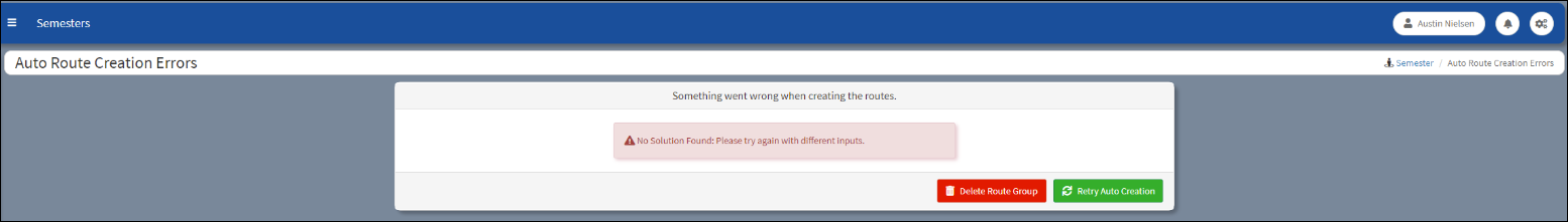 Auto Route Creation Errors Window