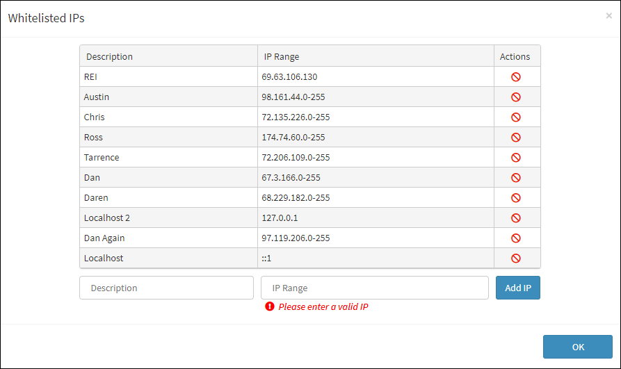 Adding a Whitelisted IP