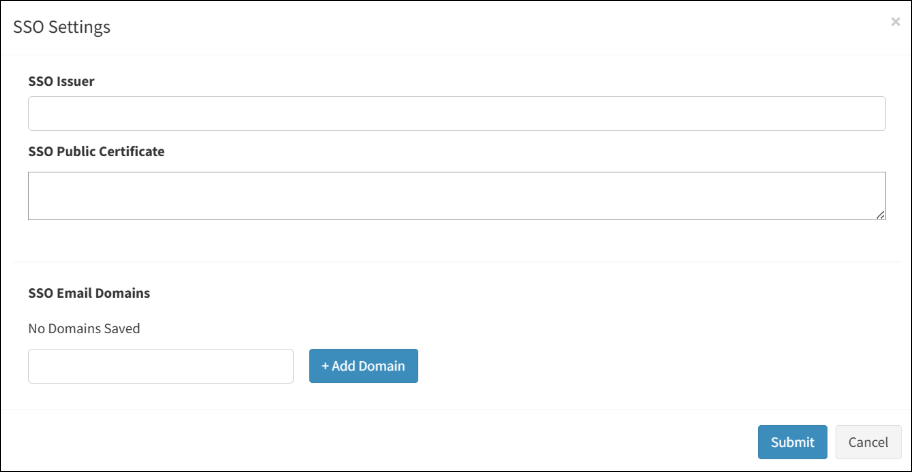 SSO Settings Dialog box SSO Settings Dialog box