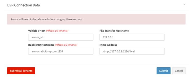 DVR Connection Data Change for All Tenants