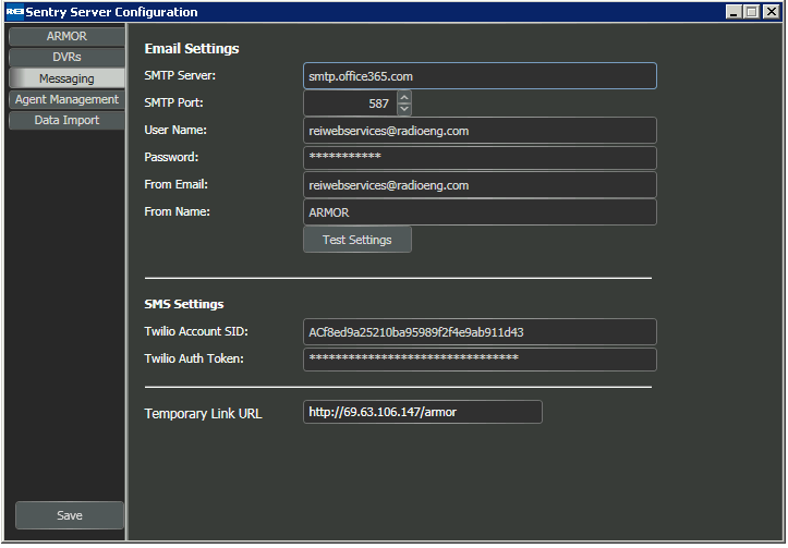 Enter Twilio Credentials to Sentry SMS Settings