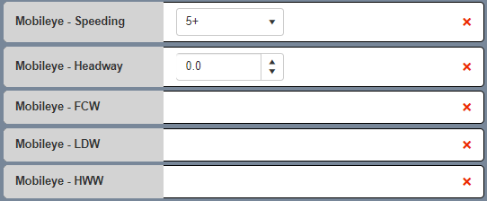 Mobileye Descriptors Menu