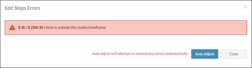 Edit Stops Errors Message