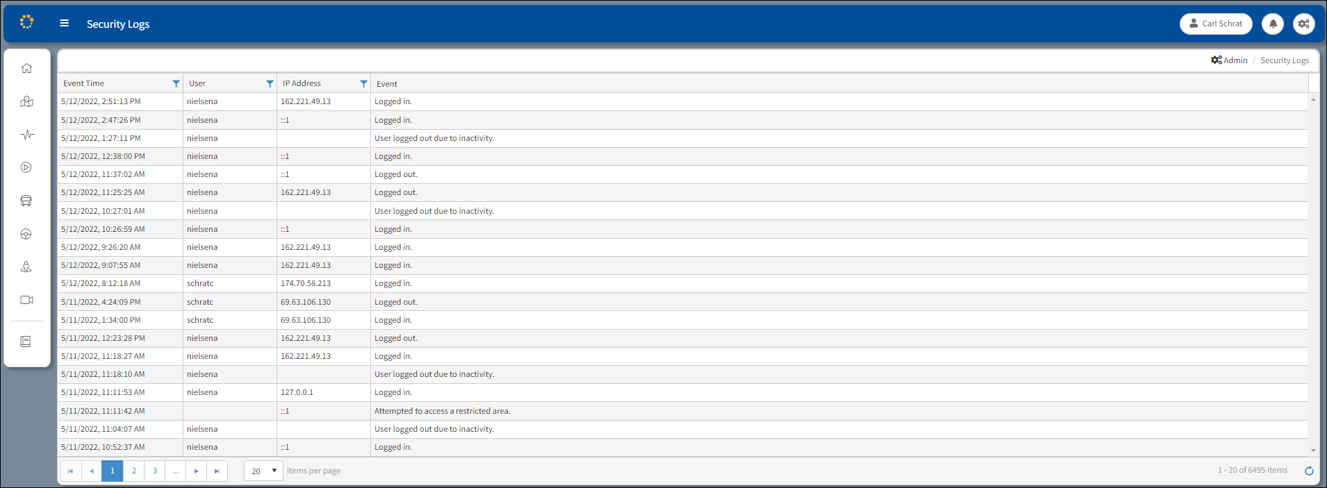 Security Logs Window