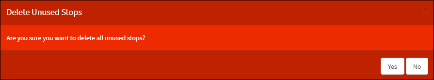 Delete Unused Stops Confirmation Message