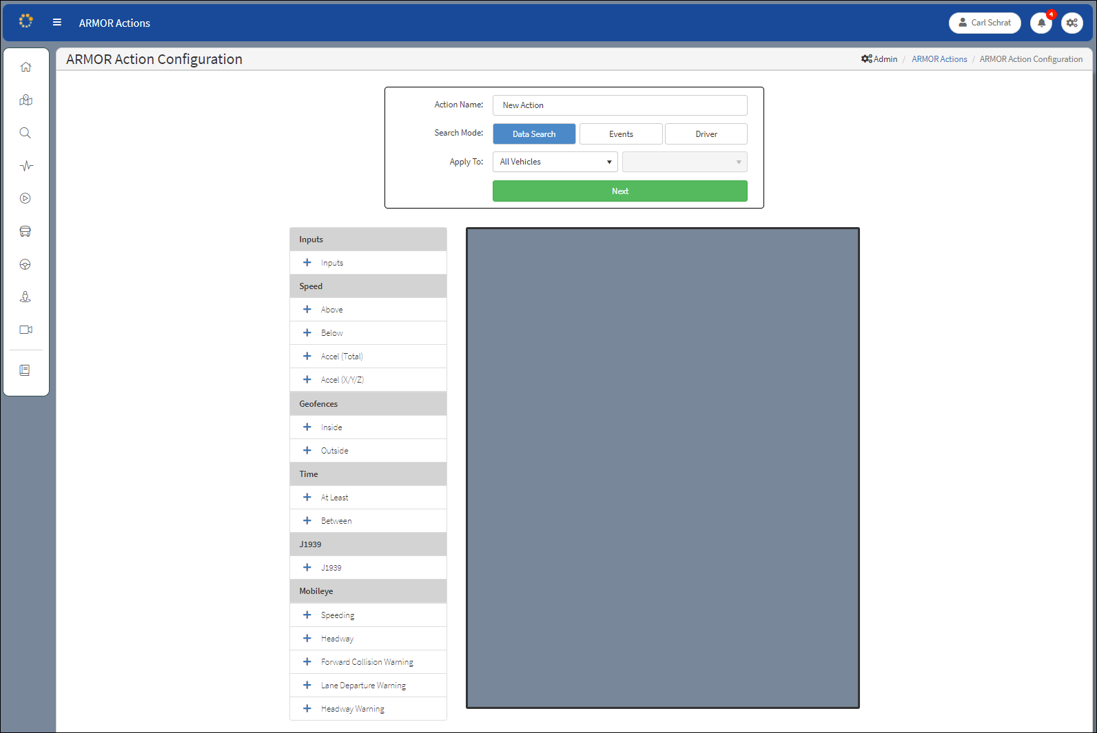 ARMOR Action Configuration Window