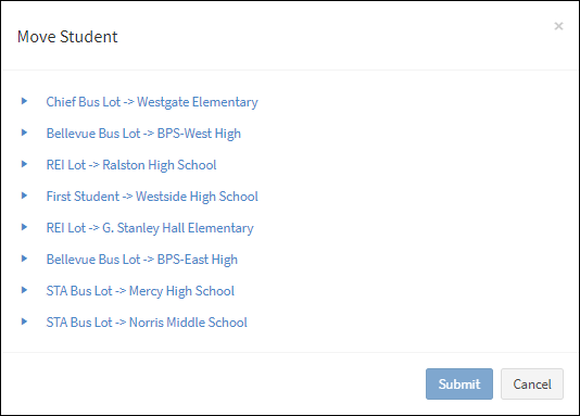 Move Student Dialog Box